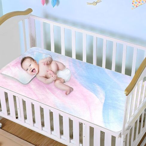 Blue-Pink Gradient Cooling Baby Washable Mattress 28" x 52" Absorbent Crib Padding for Sides for Kids, Adult in Kuwait