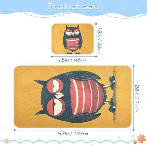 Lazy Zanies Owl Rugby Orange Cooling Baby Crib Mattress Topper 28" x 52" Breathable Crib Padding for Sides for Kids, Adult in Kuwait
