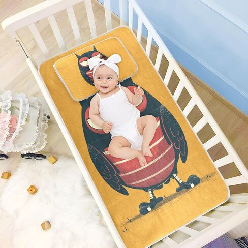 Lazy Zanies Owl Rugby Orange Cooling Baby Crib Mattress Topper 28" x 52" Breathable Crib Padding for Sides for Kids, Adult in Kuwait