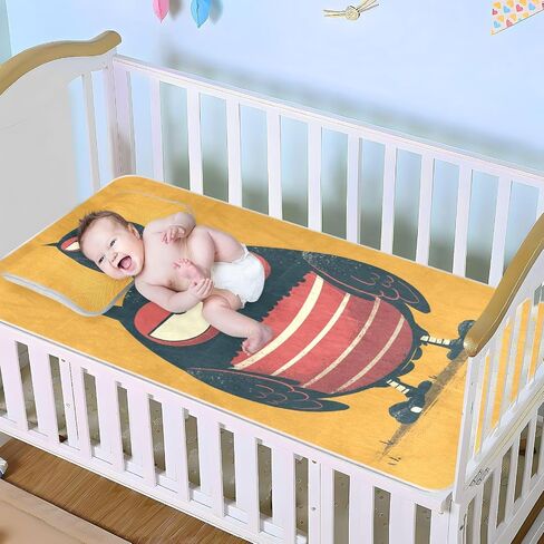 Lazy Zanies Owl Rugby Orange Cooling Baby Crib Mattress Topper 28" x 52" Breathable Crib Padding for Sides for Kids, Adult in Kuwait