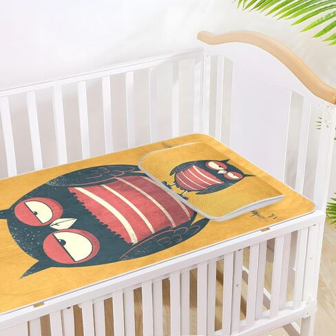 Lazy Zanies Owl Rugby Orange Cooling Baby Crib Mattress Topper 28" x 52" Breathable Crib Padding for Sides for Kids, Adult in Kuwait
