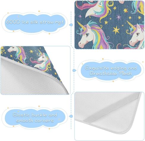 Dreamy Cartoon Unicorns Cooling Baby Fitted Crib Mattress 28" x 52" Reusable Training Pads for Kids, Adult in Kuwait