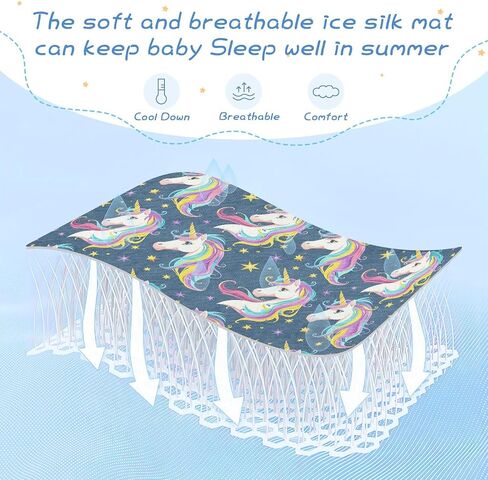 Dreamy Cartoon Unicorns Cooling Baby Fitted Crib Mattress 28" x 52" Reusable Training Pads for Kids, Adult in Kuwait