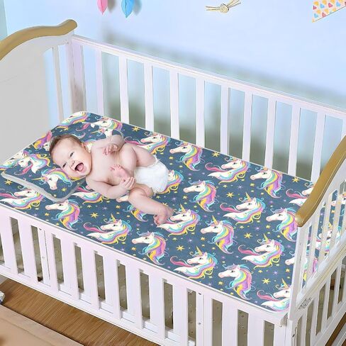 Dreamy Cartoon Unicorns Cooling Baby Fitted Crib Mattress 28" x 52" Reusable Training Pads for Kids, Adult in Kuwait