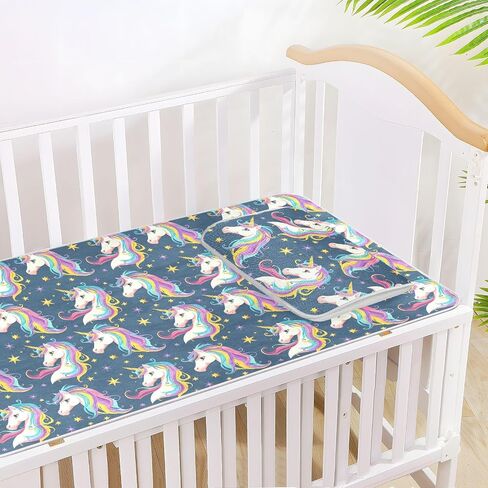 Dreamy Cartoon Unicorns Cooling Baby Fitted Crib Mattress 28" x 52" Reusable Training Pads for Kids, Adult in Kuwait