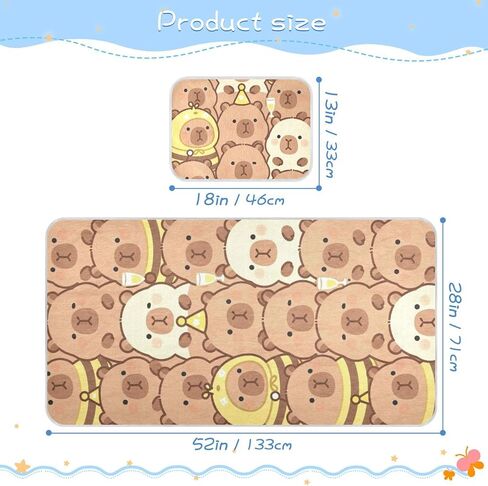 Cute Cartoonish Brown Kapibara Cooling Baby Waterproof Crib Mattress pad 28" x 52" Washable Pads for Bed for Kids, Adult in Kuwait