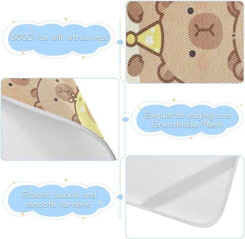 Cute Cartoonish Brown Kapibara Cooling Baby Waterproof Crib Mattress pad 28" x 52" Washable Pads for Bed for Kids, Adult in Kuwait