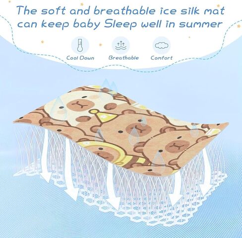 Cute Cartoonish Brown Kapibara Cooling Baby Waterproof Crib Mattress pad 28" x 52" Washable Pads for Bed for Kids, Adult in Kuwait