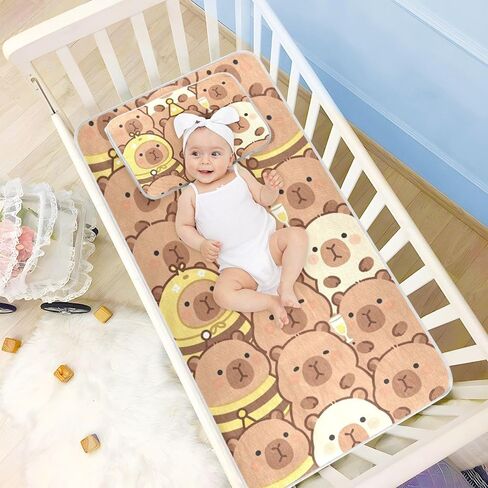 Cute Cartoonish Brown Kapibara Cooling Baby Waterproof Crib Mattress pad 28" x 52" Washable Pads for Bed for Kids, Adult in Kuwait