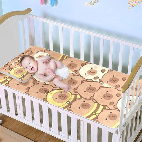 Cute Cartoonish Brown Kapibara Cooling Baby Waterproof Crib Mattress pad 28" x 52" Washable Pads for Bed for Kids, Adult in Kuwait