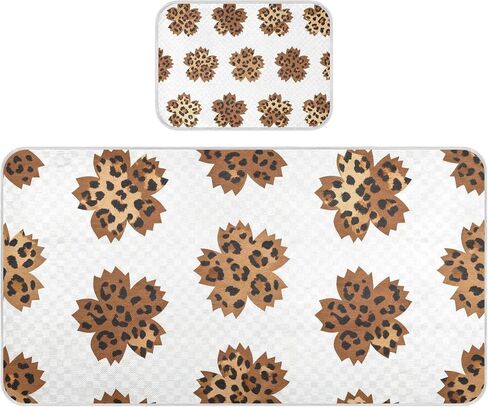 Brown Cherry Blossom Leopard Print Cooling Baby Crib Mattress Topper 28" x 52" Reusable Pads for Bed Washable for Kids, Adult in Kuwait