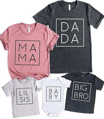 Teeny Fox Matching Family Shirts Mama Dada Big Bro Sis - Lil Brother Sister Baby Sibling Outfits Tee in Kuwait