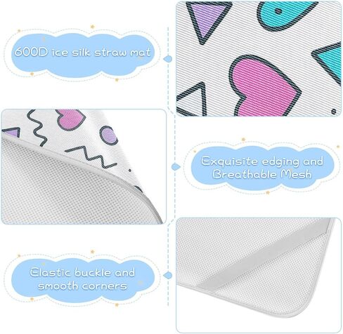 Cartoon Abstract Shapes Cooling Baby Bed Mattress Cover 28" x 52" Breathable Mattress Protector Pads for Baby&Toddler in Kuwait
