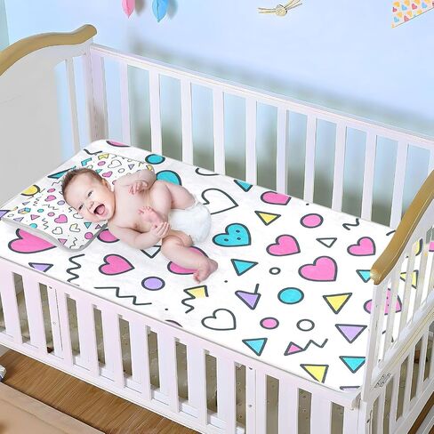 Cartoon Abstract Shapes Cooling Baby Bed Mattress Cover 28" x 52" Breathable Mattress Protector Pads for Baby&Toddler in Kuwait