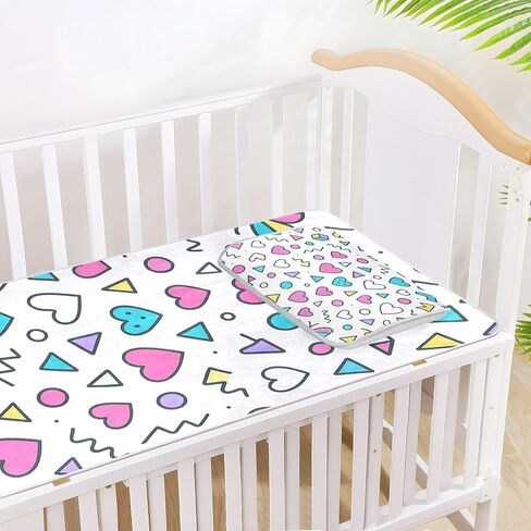 Cartoon Abstract Shapes Cooling Baby Bed Mattress Cover 28" x 52" Breathable Mattress Protector Pads for Baby&Toddler in Kuwait