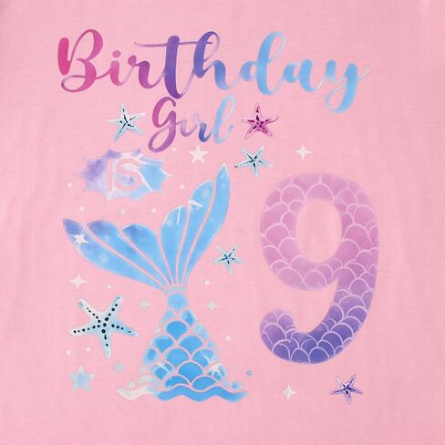CM C&M WODRO Birthday Girl Shirt 1st 2nd 3rd 4th 5th 6th 7th 8th 9th 10th Mermaid T-Shirt Baby Girls B-Day Short Sleeve Tees in Kuwait