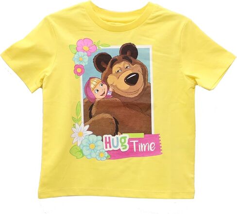 Masha and the Bear Hug Time Graphic T Shirt Yellow in Kuwait