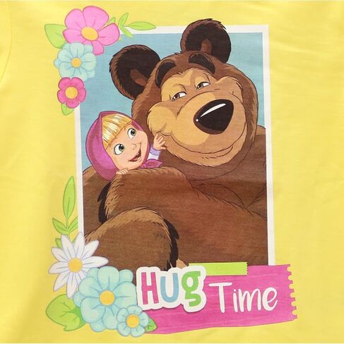Masha and the Bear Hug Time Graphic T Shirt Yellow in Kuwait