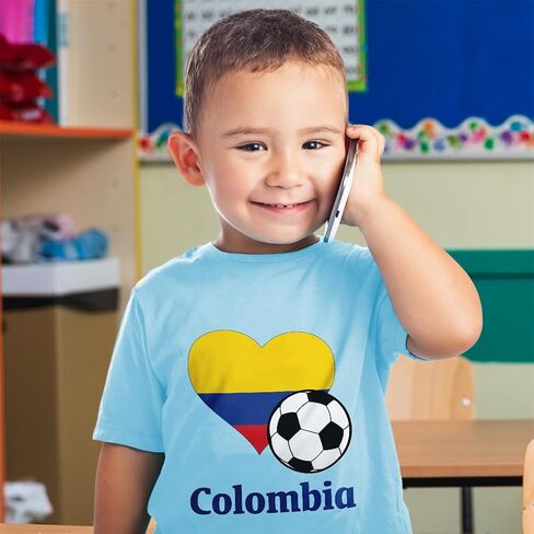 Toddler T-Shirt Heart Flag Soccer Ball Colombian Soccer Colombia Football Cotton Colombian Soccer Boy & Girl Clothes Soccer Ball Baby Funny Tee Soft Pink Design Only 2T in Kuwait