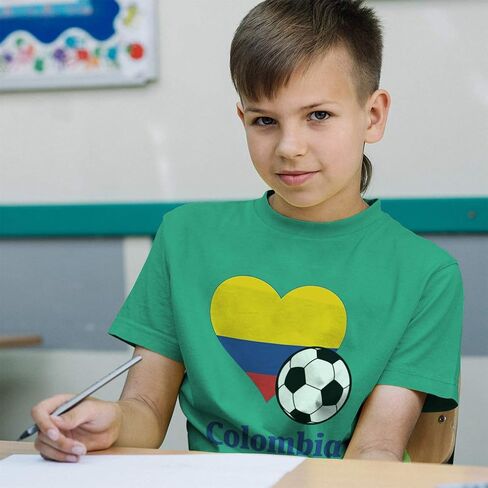 Toddler T-Shirt Heart Flag Soccer Ball Colombian Soccer Colombia Football Cotton Colombian Soccer Boy & Girl Clothes Soccer Ball Baby Funny Tee Soft Pink Design Only 2T in Kuwait