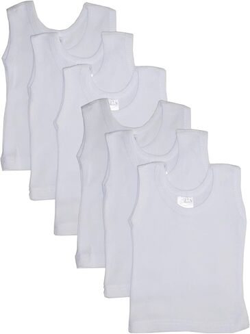 bambini Baby White Rib Knit Sleeveless Tank Top Shirt 6-Pack in Kuwait