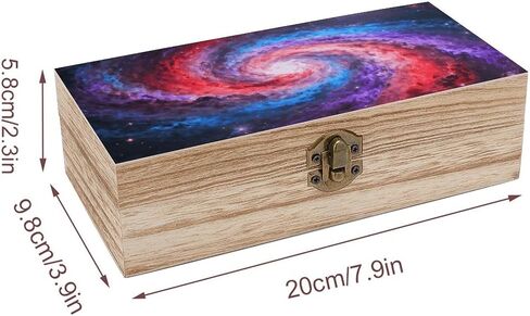 Space Nebula Swirl Wooden Storage Box with Hinged Lid for Photo | Wood Keepsake Box, Dustproof Storage Box, Decorative Treasure Chest, Memory Box for Crafts Coins Stamps Letters Jewelry in Kuwait
