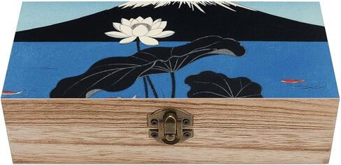 Mountain Lotus Wooden Storage Box with Hinged Lid for Photo | Wood Keepsake Box, Dustproof Storage Box, Decorative Treasure Chest, Memory Box for Crafts Coins Stamps Letters Jewelry in Kuwait