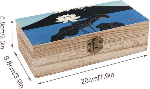 Mountain Lotus Wooden Storage Box with Hinged Lid for Photo | Wood Keepsake Box, Dustproof Storage Box, Decorative Treasure Chest, Memory Box for Crafts Coins Stamps Letters Jewelry in Kuwait