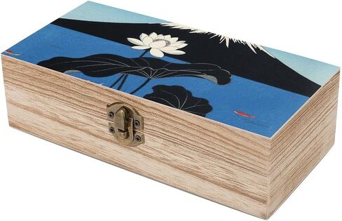 Mountain Lotus Wooden Storage Box with Hinged Lid for Photo | Wood Keepsake Box, Dustproof Storage Box, Decorative Treasure Chest, Memory Box for Crafts Coins Stamps Letters Jewelry in Kuwait