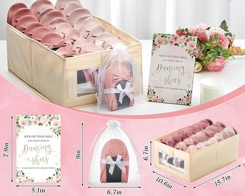 Jecery Pink Foldable Ballet Flat for Wedding Guests Bulk | Ballerina Dancing Slippers, with Party Sign, Portable, Women Travel Roll up Purse Shoes, Bridesmaid Wedding Gift in Kuwait
