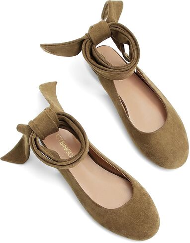 Lace up Ballet Flats for Women Closed Round Toe Slingback Flats with Ankle Strap Comfortable Casual Dressy Ballerina Shoes in Kuwait