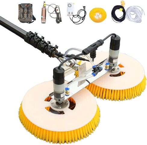 70cm Dual Head Solar Panel Cleaning Brush with Telescopic Rod - Electric Photovoltaic Panel Cleaner for Windows and Solar Panels 10M Rotating Brush for Easy Cleaning(Size 8M) in Kuwait