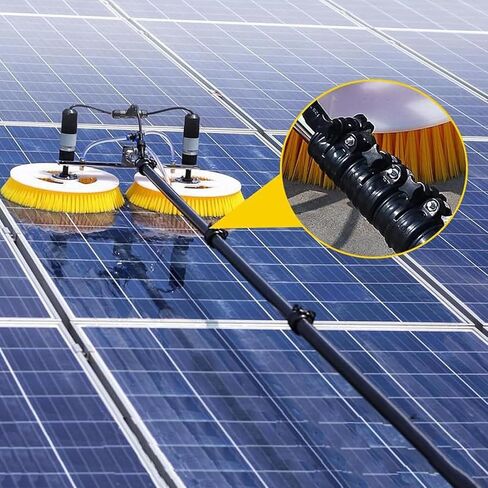 70cm Dual Head Solar Panel Cleaning Brush with Telescopic Rod - Electric Photovoltaic Panel Cleaner for Windows and Solar Panels 10M Rotating Brush for Easy Cleaning(Size 8M) in Kuwait