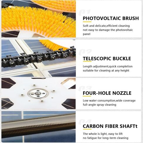 70cm Dual Head Solar Panel Cleaning Brush with Telescopic Rod - Electric Photovoltaic Panel Cleaner for Windows and Solar Panels 10M Rotating Brush for Easy Cleaning(Size 8M) in Kuwait