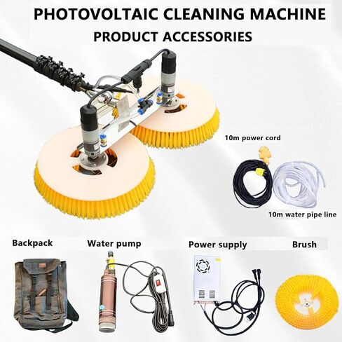 70cm Dual Head Solar Panel Cleaning Brush with Telescopic Rod - Electric Photovoltaic Panel Cleaner for Windows and Solar Panels 10M Rotating Brush for Easy Cleaning(Size 8M) in Kuwait