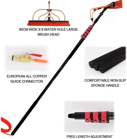 Professional Solar Panel Cleaning Brush with 3.6M-11M Extendable Pole Kit - Water-Fed Window Cleaner for Efficient Photovoltaic Panel Maintenance,36FT/10.8M in Kuwait