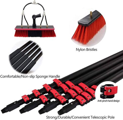 Professional Solar Panel Cleaning Brush with 3.6M-11M Extendable Pole Kit - Water-Fed Window Cleaner for Efficient Photovoltaic Panel Maintenance,36FT/10.8M in Kuwait
