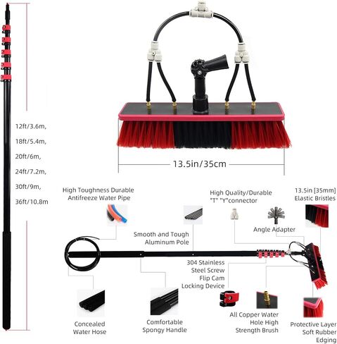 30FT Solar Panel Cleaning Brush Kit, Fed Window Cleaner for Efficient PV Panel Washing, Extendable 9M Reach, Essential Solar Maintenance Tool in Kuwait