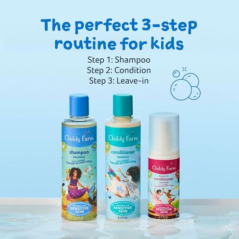 Childs Farm, Coco-Nourish Shampoo contains natural corn and coconut cleansers to gently clean and nourish hair leaving curls defined, 8.4 Fl Oz in Kuwait