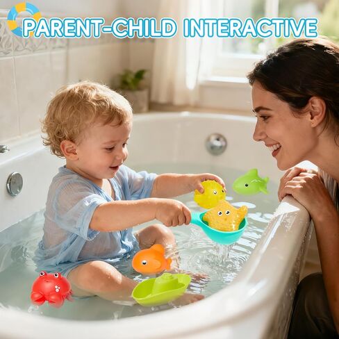 Baby Bath Toys, 26Pcs | Mold Free Bath Toys Toddler 2-4 for Fishing Game Toys | Colorful Water Table Pool Tub Toys for Toddlers & Kids| Floating Fishes Rod Net for Boys & Girls Gift in Kuwait