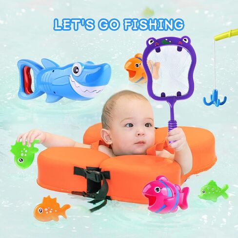 Shark Grabber Baby Bath Toys - Blue Shark with Teeth Biting Action Include 4 Toy Fish - Bath Toys for Kids Ages 4-8 Boys Girls Toddlers Pool Toys (9) in Kuwait
