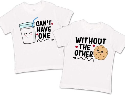 Milk and Cookies Baby Outfit Matching Twin Baby Bodysuits or Toddler T-Shirts Clothing Set in Kuwait