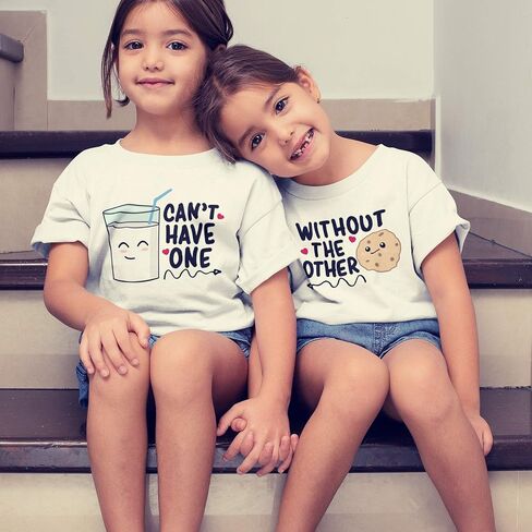 Milk and Cookies Baby Outfit Matching Twin Baby Bodysuits or Toddler T-Shirts Clothing Set in Kuwait