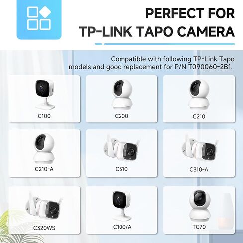 UL Listed 9V 1A 10ft Power Supply Adapter, DC 9W 1000mA Replacement Power Cord for TP-Link Tapo Camera C100 C200 C210 C210-A C310 C310-A C320WS C100/A TC70,T090060-2B1 Replacement Charger-Tip Positive in Kuwait