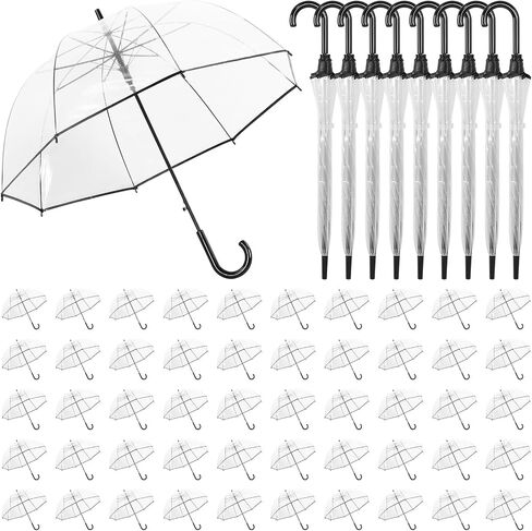 60pcs Clear Bubble Umbrellas Bulk 8 Ribs Windproof Transparent Wedding Umbrellas for Wedding Bridal Parties Outdoor in Kuwait