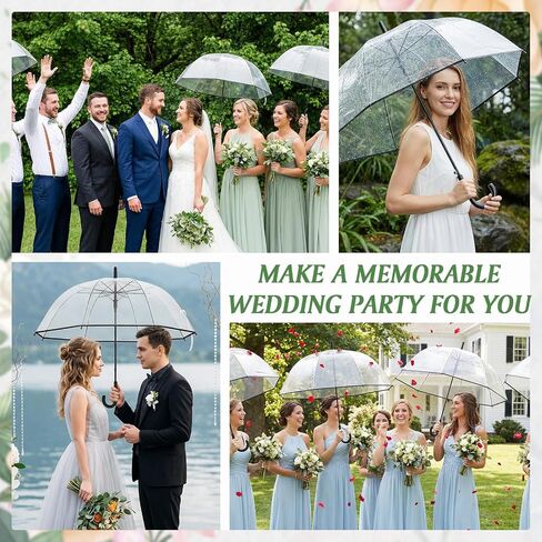 60pcs Clear Bubble Umbrellas Bulk 8 Ribs Windproof Transparent Wedding Umbrellas for Wedding Bridal Parties Outdoor in Kuwait