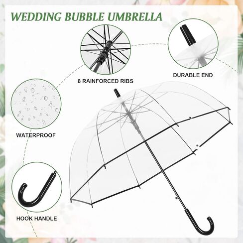 60pcs Clear Bubble Umbrellas Bulk 8 Ribs Windproof Transparent Wedding Umbrellas for Wedding Bridal Parties Outdoor in Kuwait