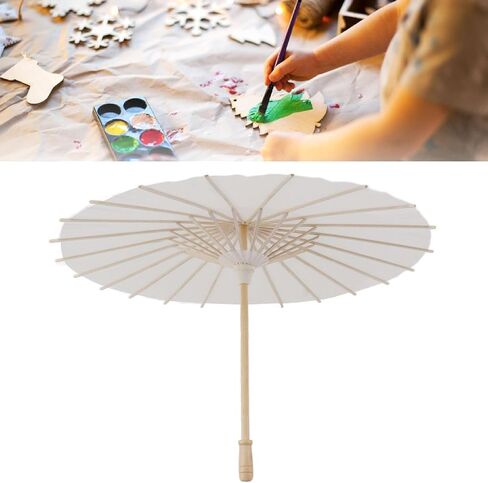 Kids Paper Parasol, Elegant White DIY Paper Umbrellas for Decoration and Art, Perfect for Parties and Photography, and, 1 Unit in Kuwait