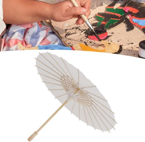 Kids Paper Parasol, Elegant White DIY Paper Umbrellas for Decoration and Art, Perfect for Parties and Photography, and, 1 Unit in Kuwait