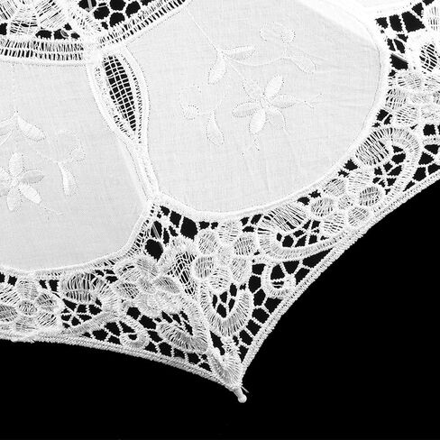 Pssopp Wedding Umbrella Lace Bridal Parasol Handmade Wooden Handle 17.0 X 20.1 in Manual Open White or Beige for Bride Photography Stage Performance Decoration in Kuwait